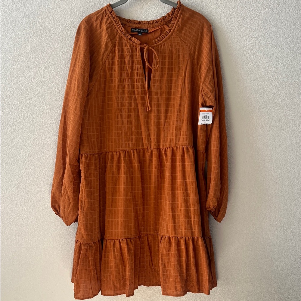 Chic Rust Long-Sleeve Dress NWT size m/l